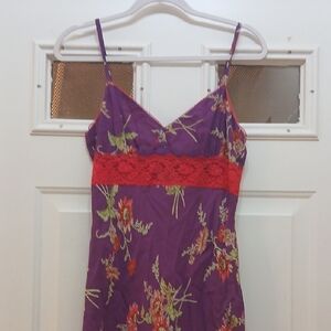 Betsey Johnson New York Purple and Red Floral Vintage Dress